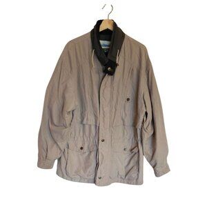 VTG Casualman Windbreaker Jacket Size 42 Tan zip and snap‎ hooded